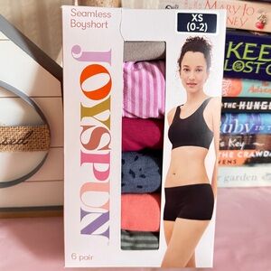 Joyspun Women's Seamless Boyshort Panties, 6-Pack, XS (0-2)